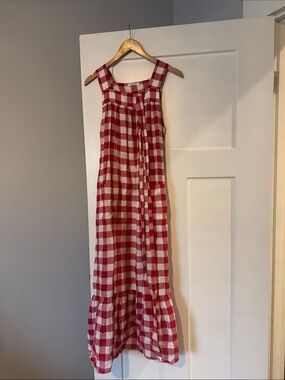 Doen Red and White Gingham Maxi Dress